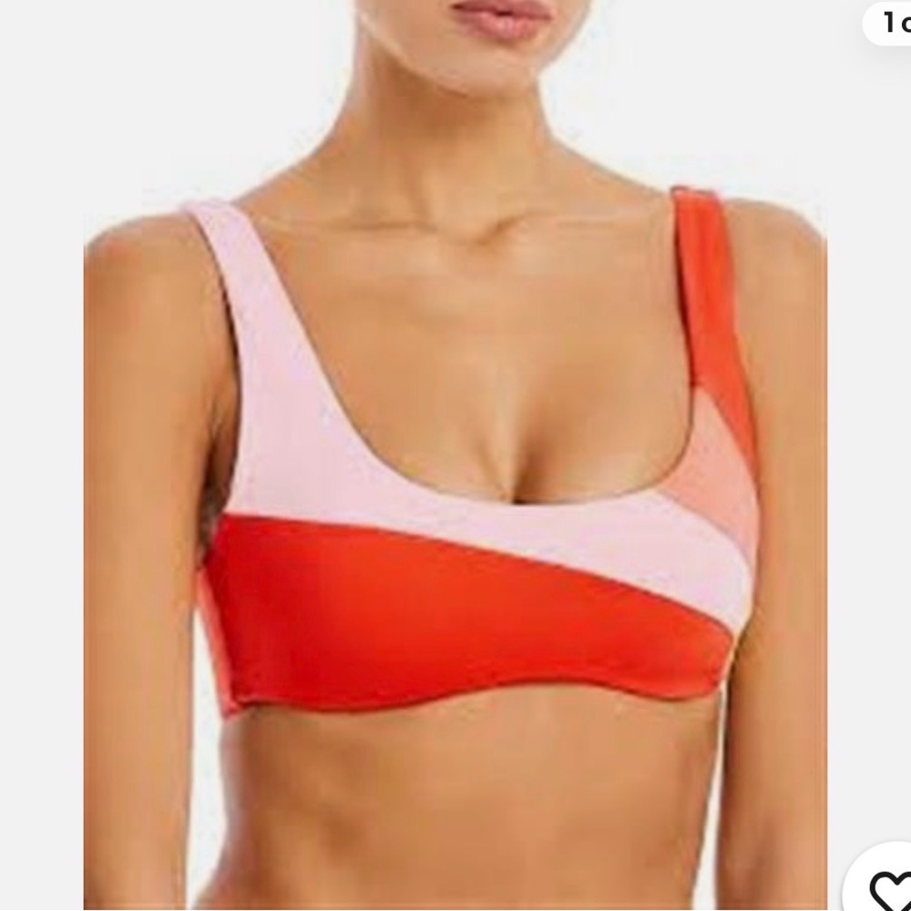 L*Space Vibrant Red and Pink Bikini Top